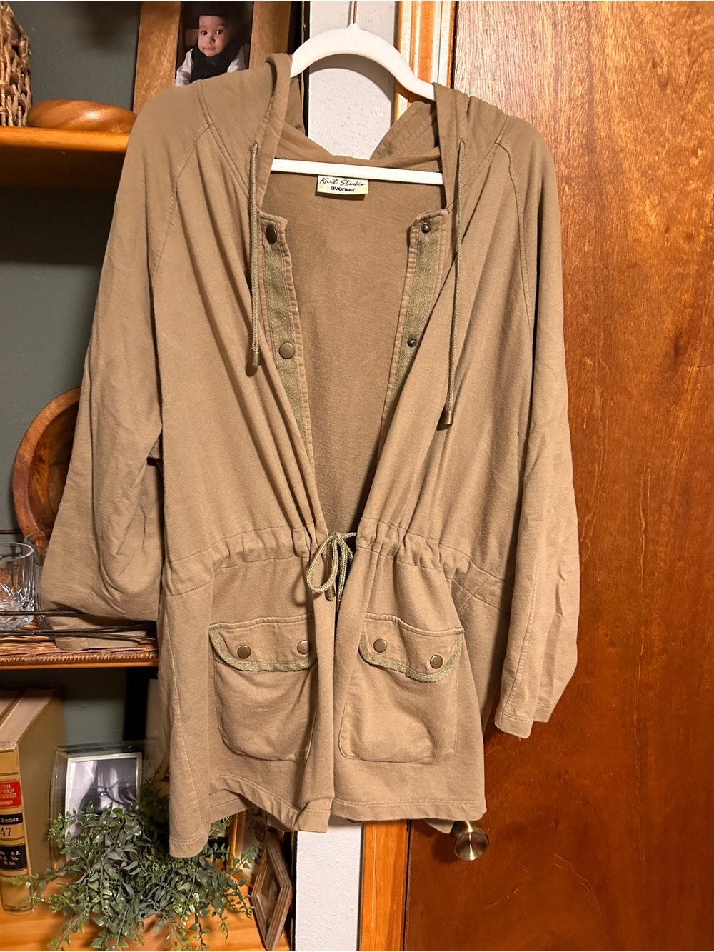 Avenue Hooded Drawstring Utility Jacket - Tan